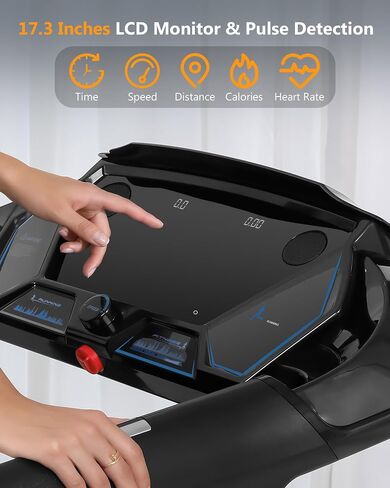 GARVEE 4.0 HP Folding Treadmill, [Max 400 LBS] [No Assembly] [0.6-8.7 MPH] Heavy Duty Treadmill for Running Walking, Foldable Treadmill with LCD Monitor & Pulse Detection for Office Home Workout in Saudi Arabia
