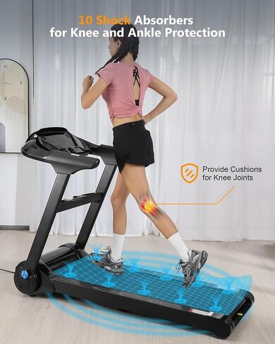 GARVEE 4.0 HP Folding Treadmill, [Max 400 LBS] [No Assembly] [0.6-8.7 MPH] Heavy Duty Treadmill for Running Walking, Foldable Treadmill with LCD Monitor & Pulse Detection for Office Home Workout in Saudi Arabia