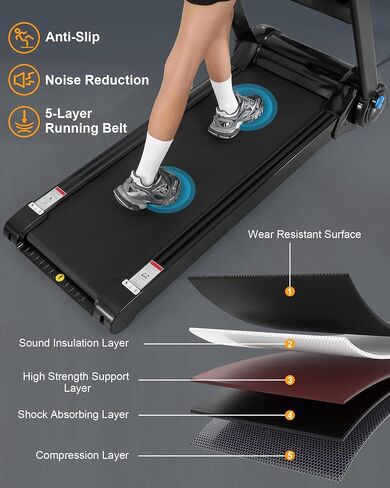 GARVEE 4.0 HP Folding Treadmill, [Max 400 LBS] [No Assembly] [0.6-8.7 MPH] Heavy Duty Treadmill for Running Walking, Foldable Treadmill with LCD Monitor & Pulse Detection for Office Home Workout in Saudi Arabia