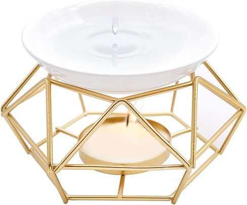 حامل شموع معدني للشاي الخفيف، موقد الزيوت العطرية من السيراميك، موزع روائح شمع رقيق يذوب العطر لديكور غرفة النوم المنزلية in Kuwait