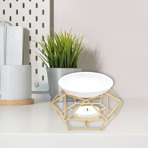 حامل شموع معدني للشاي الخفيف، موقد الزيوت العطرية من السيراميك، موزع روائح شمع رقيق يذوب العطر لديكور غرفة النوم المنزلية in Kuwait