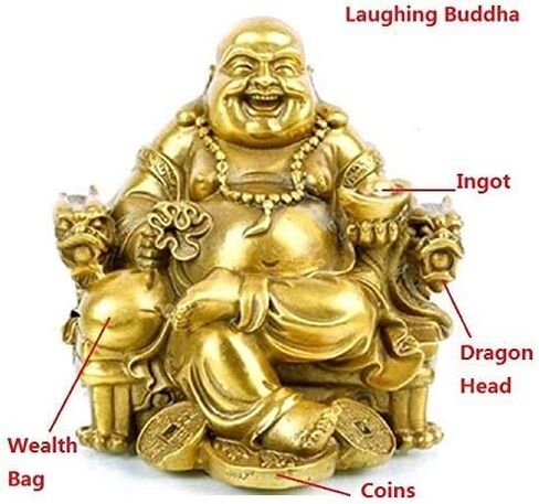 Fengshui Decor Laughing Buddha Statue for Lucky & Happiness, God of Wealth Statue,Brass Buddhist Statues and Sculptures Home Decor Congratulatory Gifts (X-Large) in Saudi Arabia