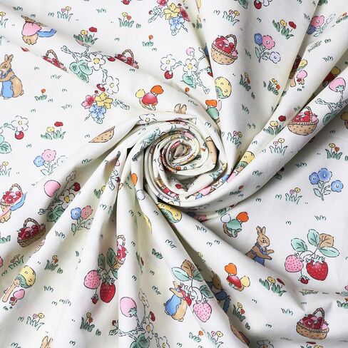 Colorful Floral Cotton Fabric by The Yard, Blooms Blossoms Garden Oil Painting Style Print Quilting Fabric for Sewing, Upholstery, Arts & Crafts Decor, 36" x 63", Green Pale Yellow Blue in Kuwait