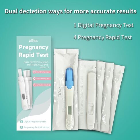 Zioxx Digital Pregnancy Test Early Results Combo Pack, 1 Digital & 4 Rapid Detection Test Sticks in Saudi Arabia