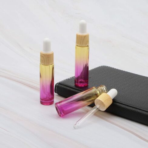 Kesell 10 Pack 10ml Yellow-rose gradient Glass Dropper Bottle Vials Glass Eye Dropper Bottle with 5Pcs Hoppers 5Pcs Dropper for Aromatherapy Cosmetics Sample in Saudi Arabia