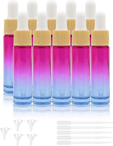 Kesell 10 Pack 10ml Yellow-rose gradient Glass Dropper Bottle Vials Glass Eye Dropper Bottle with 5Pcs Hoppers 5Pcs Dropper for Aromatherapy Cosmetics Sample in Saudi Arabia