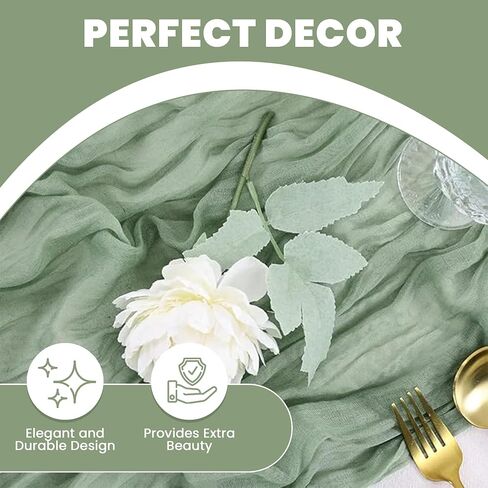4 Pack-Sage Green Cheesecloth Table Runner - 35x120 Inches: for Baby Showers,Weddings,First Communions,Engagements,Bridal Showers,Boho-Themed Celebrations, and More... in Saudi Arabia