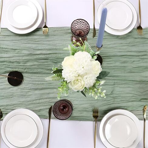 4 Pack-Sage Green Cheesecloth Table Runner - 35x120 Inches: for Baby Showers,Weddings,First Communions,Engagements,Bridal Showers,Boho-Themed Celebrations, and More... in Saudi Arabia