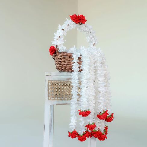 THE ART BOX 2 feet Artificial Hanging Flowers Red Vine Silk Garland for Wedding, Diwali Decoration Floral Arch Party Garden Home Decor (2 Pc) in Kuwait