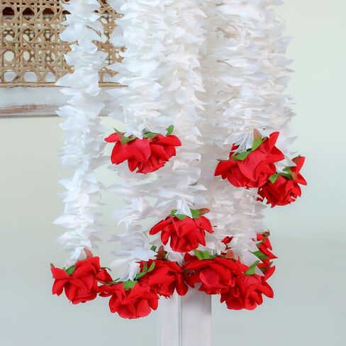 THE ART BOX 2 feet Artificial Hanging Flowers Red Vine Silk Garland for Wedding, Diwali Decoration Floral Arch Party Garden Home Decor (2 Pc) in Kuwait