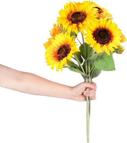 Fake Flowers, Artificial Flower with Stem, Fake Sunlowers for Home and Wedding Décor (9 Silk Fake Sunflower Heads, 22.4 inch Tall) in Saudi Arabia