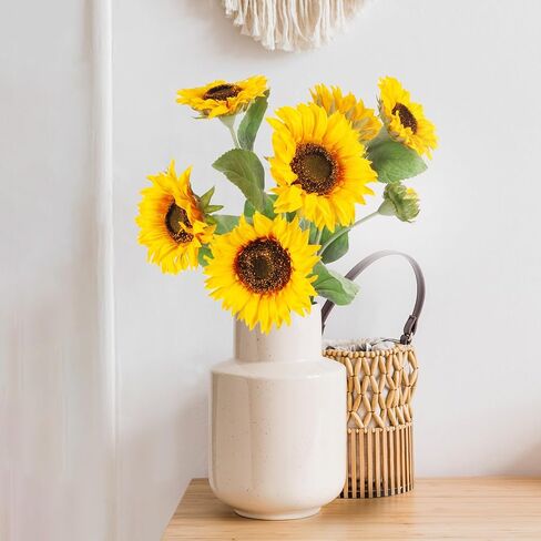Fake Flowers, Artificial Flower with Stem, Fake Sunlowers for Home and Wedding Décor (9 Silk Fake Sunflower Heads, 22.4 inch Tall) in Saudi Arabia