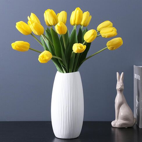 Pink Tulips Artificial Flowers 20 Pieces Artificial Tulips Mother's Day Forever Tulip Bouquet Silk Tulips with Stems for Wedding Birthday Easter Valentine's Day Dinning Room Home Decor in Saudi Arabia