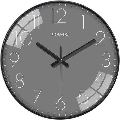 8 Inch Wall Clock, Silent Non Ticking Quality Modern Wall Clocks Battery Operated Analog Small Round Clock Decorative for Home,Offic,Bedroom, Clock Easy to Read (Black + Grey) in Saudi Arabia
