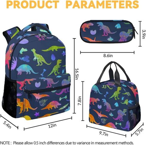 Kids Boys Dinosaur School Backpack, 16" Black Dinosaur School Bag for Toddler Students, Cute Large Capacity Bookbag for Preschool in Saudi Arabia