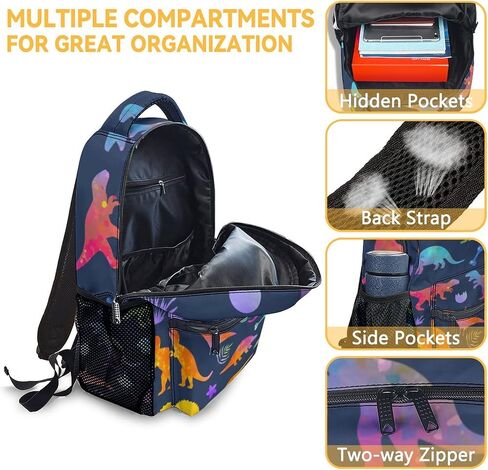 Kids Boys Dinosaur School Backpack, 16" Black Dinosaur School Bag for Toddler Students, Cute Large Capacity Bookbag for Preschool in Saudi Arabia