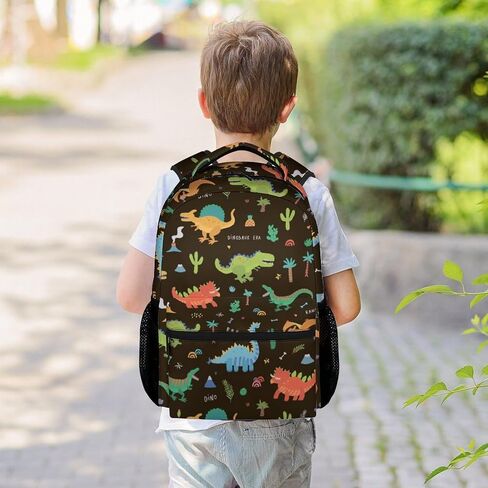 Kids Boys Dinosaur School Backpack, 16" Black Dinosaur School Bag for Toddler Students, Cute Large Capacity Bookbag for Preschool in Saudi Arabia