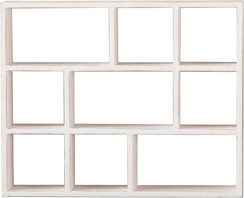 SOFE Small White Shadow Box with Shelves, Wall Shelving Unit 9-Compartments, Freestanding or Wall Mounted Curio Cabinet, Knick Knack Display Shelf, Wood Floating Cube Shelves for Wall, Collectibles in Kuwait