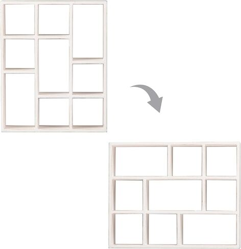 SOFE Small White Shadow Box with Shelves, Wall Shelving Unit 9-Compartments, Freestanding or Wall Mounted Curio Cabinet, Knick Knack Display Shelf, Wood Floating Cube Shelves for Wall, Collectibles in Kuwait