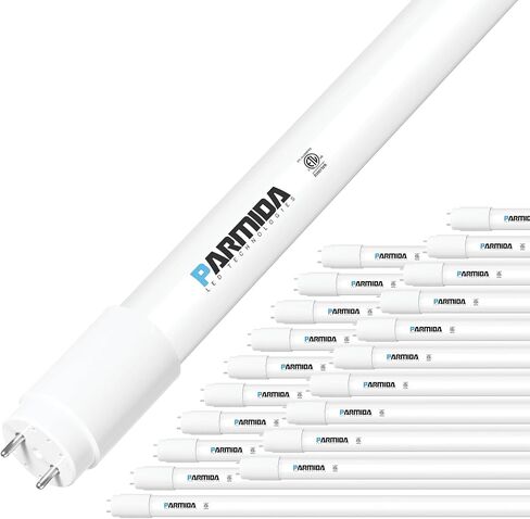 PARMIDA 20-Pack 4FT LED T8 Hybrid Type A+B Light Tube, 24W, Plug & Play or Ballast Bypass, Single-Ended OR Double-Ended Connection, 3000lm, Frosted Cover, T8 T10 T12, ETL - 6000K in Saudi Arabia