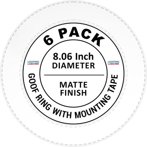 LightLabs Goof Ring Matte 6 Pack 8.06" Diameter for 6" Cans. Inlcudes Ring Tape to Fix Drywall Damage for Flush Recessed Down Lights. 6.2" Inner Diameter Recessed Light Cover Matte White in Saudi Arabia