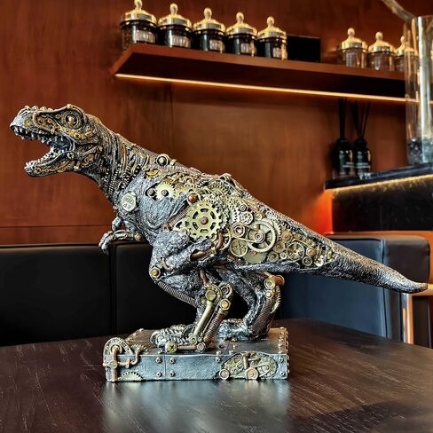 تمثال ديناصور ميكانيكي T-Rex Steampunk ريترو جير خيالي طافوا ديناصور تمثال ديكور جماعي رجل كهف ديكور المنزل in Saudi Arabia