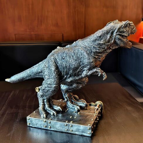 تمثال ديناصور ميكانيكي T-Rex Steampunk ريترو جير خيالي طافوا ديناصور تمثال ديكور جماعي رجل كهف ديكور المنزل in Saudi Arabia