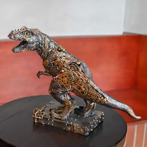 تمثال ديناصور ميكانيكي T-Rex Steampunk ريترو جير خيالي طافوا ديناصور تمثال ديكور جماعي رجل كهف ديكور المنزل in Saudi Arabia