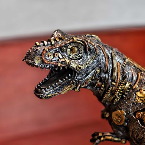 تمثال ديناصور ميكانيكي T-Rex Steampunk ريترو جير خيالي طافوا ديناصور تمثال ديكور جماعي رجل كهف ديكور المنزل in Saudi Arabia