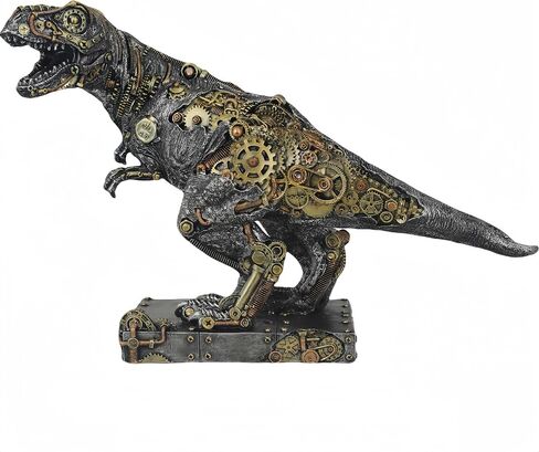 تمثال ديناصور ميكانيكي T-Rex Steampunk ريترو جير خيالي طافوا ديناصور تمثال ديكور جماعي رجل كهف ديكور المنزل in Saudi Arabia