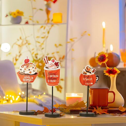 ديكور الخريف من RoseCraft، 3 قطع خشبية لتزيين سطح الطاولة للخريف للمنزل المزرعة وحصاد الأعشاب الضارة وأعياد الميلاد وديكور الحفلات الداخلية - برتقالي. in Kuwait