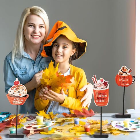 ديكور الخريف من RoseCraft، 3 قطع خشبية لتزيين سطح الطاولة للخريف للمنزل المزرعة وحصاد الأعشاب الضارة وأعياد الميلاد وديكور الحفلات الداخلية - برتقالي. in Kuwait