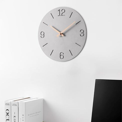 Navaris Wall Clock - 12" / 30.5cm Modern Clock for Bedroom Living Room Office Kitchen - Silent Non Ticking Battery Operated Clock - Lines in Saudi Arabia