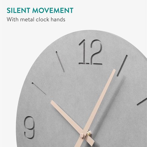 Navaris Wall Clock - 12" / 30.5cm Modern Clock for Bedroom Living Room Office Kitchen - Silent Non Ticking Battery Operated Clock - Lines in Saudi Arabia
