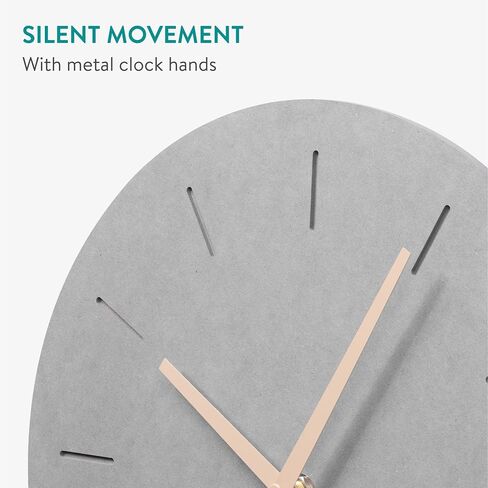 Navaris Wall Clock - 12" / 30.5cm Modern Clock for Bedroom Living Room Office Kitchen - Silent Non Ticking Battery Operated Clock - Lines in Saudi Arabia