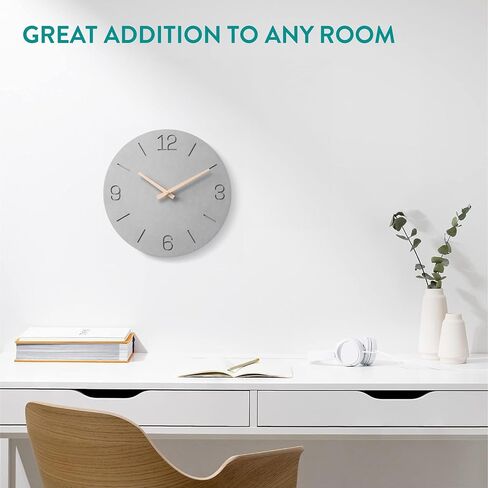 Navaris Wall Clock - 12" / 30.5cm Modern Clock for Bedroom Living Room Office Kitchen - Silent Non Ticking Battery Operated Clock - Lines in Saudi Arabia