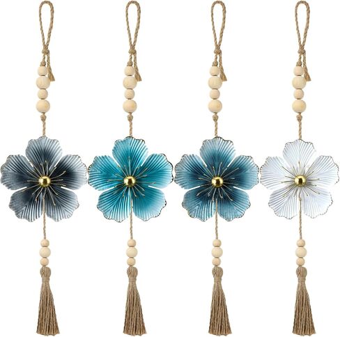 Tandefio 4 Pcs Large Metal Flower Wall Art Decor 21.7 Inch Rustic Modern Floral Sculpture Hanging Wall Decor Wall Art Gift Hanging Room Decor for Living Bedroom Girls Mom in Saudi Arabia