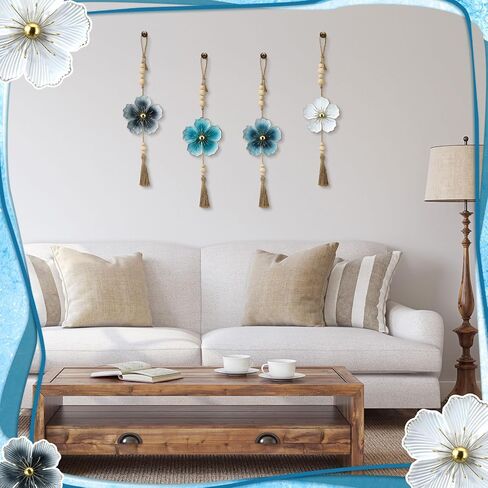 Tandefio 4 Pcs Large Metal Flower Wall Art Decor 21.7 Inch Rustic Modern Floral Sculpture Hanging Wall Decor Wall Art Gift Hanging Room Decor for Living Bedroom Girls Mom in Saudi Arabia