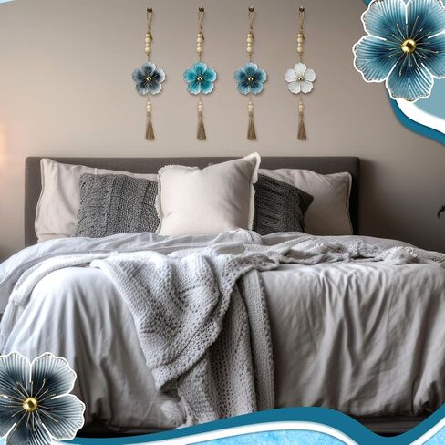 Tandefio 4 Pcs Large Metal Flower Wall Art Decor 21.7 Inch Rustic Modern Floral Sculpture Hanging Wall Decor Wall Art Gift Hanging Room Decor for Living Bedroom Girls Mom in Saudi Arabia