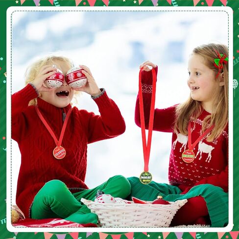 Shappy 18 Pcs Christmas Medal Award for Ugliest Sweater Contest Ugly Sweater Award Prizes Xmas Medals with Red Neck Ribbon for Holiday Ugliest Sweater Party Christmas Tree Ornaments in Saudi Arabia