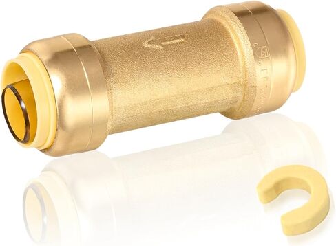 1-Pack Pushfit Check Valve, 1-Inch Push to Connect Plumbing Fittings with Disconnect Clip, Brass Push-fit Fittings for PEX, Copper, CPVC, PE-RT Pipes in Saudi Arabia
