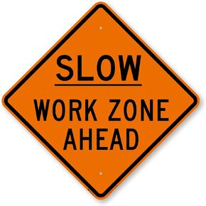 SmartSign 24 x 24 inch “Slow - Work Zone Ahead" Metal Sign, 80 mil Aluminum, 3M Laminated Engineer Grade Reflective Material, Black, Silver and Orange