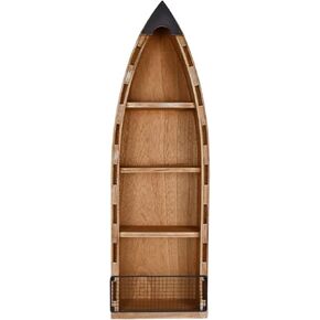 Wood Hanging Boat Shelf Nautical 4-Tiered Shelves for Living Room Bathroom Bedroom - Beach Themed Decorative Bookcase Wooden Wall Art Ornament Display Shelf Rustic Coastal Home Decor