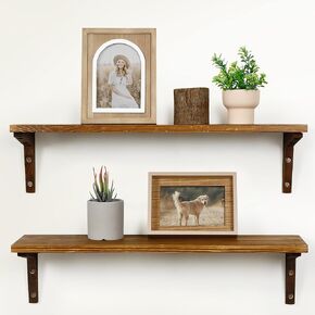 Floating Shelves for Wall, 24 Inch Rustic Bathroom Shelves Wall Mount Kitchen Storage Organizer for Laundry Bedroom Living Room, Brown in Kuwait