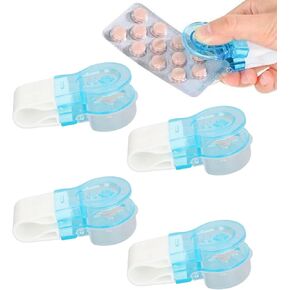 Portable Pill Taker, 4pcs Portable Medicine Taker for Elderly Weak Hands, Tablets Pills Blister Pack Opener Travel Tablet Dispenser Assistance Tool with User Friendly Design
