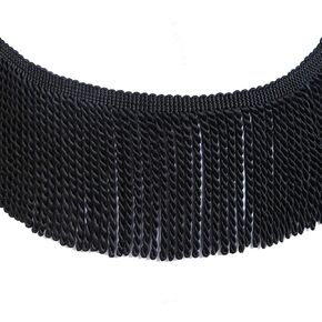 Fenghuangwu 5 Yard Curtain Fringes Bullion Fringe Trim Rayon Fabric Tassel 4inch Wide and Embellishments Curtain Weights Cloth Sofa Fringes for Sewing DIY Decoration-Black
