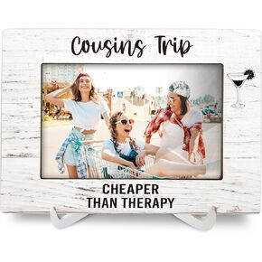 Cousin Gifts 4x6 Picture Frames, Cousin Gifts for Women, Cousins Long Distance Relationship Gifts from Cousins Wood Photo Frame, Birthday Gifts for Cousins Wall and Tabletop Display