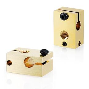 3D Printer Brass Heater Block Compatible with E3D V6 3D Printer Hotend/ PT100 with High Temperature Resistant Up to 400℃- 2PCS