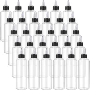 Irenare 50 Pcs Squeeze Bottles for Liquids Clear Dispensing Bottles 8.5 oz Plastic Bottles with Twist Top Caps Empty Bottles Plastic Oil Bottle Paint Ink Bottle for Liquid, Oils, Kitchen, Household
