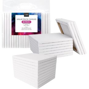 Canvases for Painting 8X10Inch 20-Pack,100% Cotton Primed Painting Canvas Panels,Stretched Canvas Boards is for Students & Kids, for Acrylic Paint, Oil Paint, Watercolor, Gouache